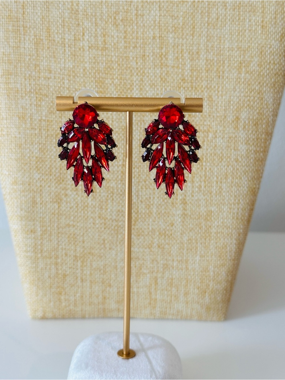 Fashion Jewelry Red Crystal Cascade Drop Earrings
